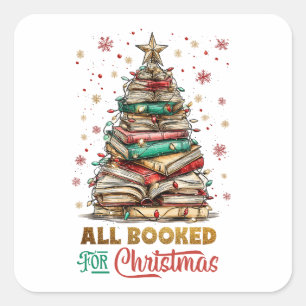 All Booked for Christmas  Square Sticker