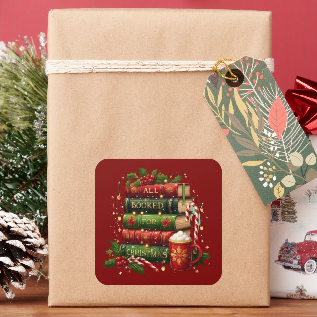 All booked for Christmas Square Sticker (Holiday)