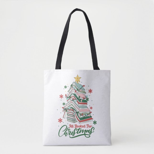 All Booked For Christmas Tote Bag (Front)