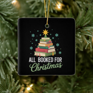 All Booked For Christmas Tree Books Teacher Xmas Ceramic Ornament