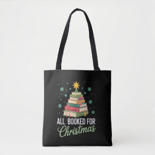 All Booked For Christmas Tree Books Teacher Xmas  Tote Bag