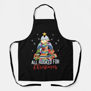 All Booked For Christmas Vintage Librarian Xmas Tr Apron