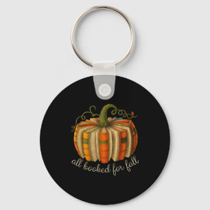 All Booked For Fall Book Pumpkin Reading Halloween Key Ring