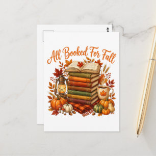 All Booked for Fall Books Coffee Cosy Autumn Postcard