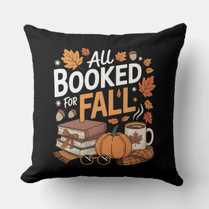 All Booked for Fall Cute Books, Coffee & Pumpkin Cushion