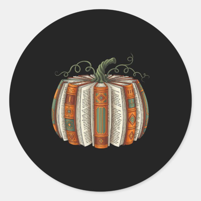 All Booked For Fall Pumpkin Autumn Librarians Teac Classic Round Sticker (Front)