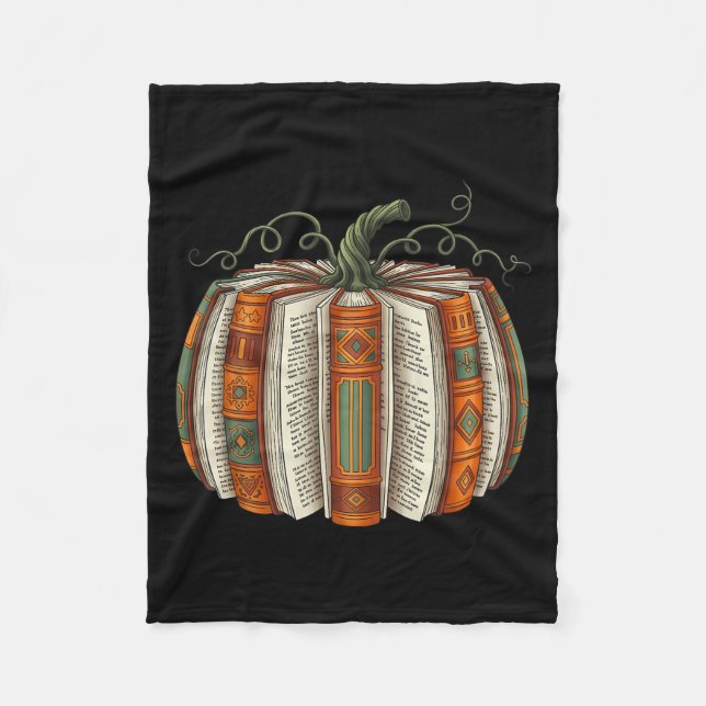 All Booked For Fall Pumpkin Autumn Librarians Teac Fleece Blanket (Front)