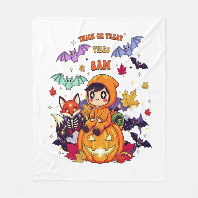 All Booked For Halloween  Teacher Ghost Fleece Blanket (Front)