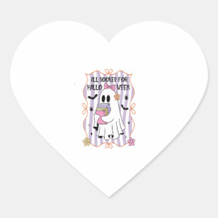 All Booked For Halloween  Teacher Ghost Heart Sticker