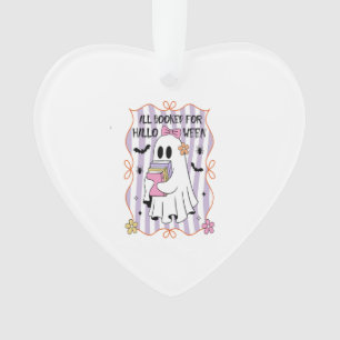 All Booked For Halloween  Teacher Ghost Ornament