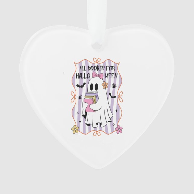 All Booked For Halloween  Teacher Ghost Ornament (Front)