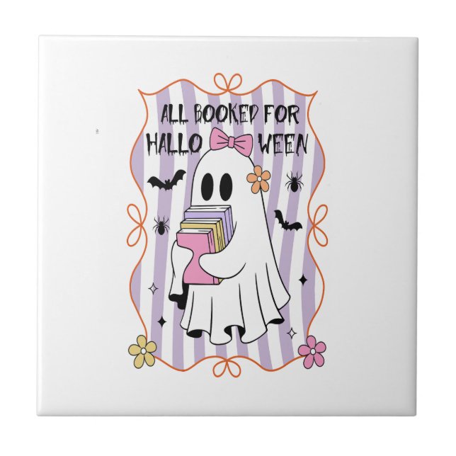 All Booked For Halloween  Teacher Ghost Tile (Front)