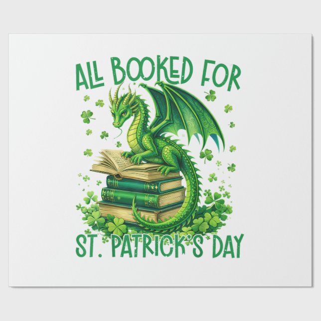All Booked for St Patrick's Day Wrapping Paper (Flat)