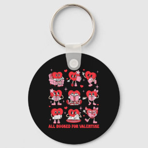 All Booked For Valentine Candy Heart Reading Book Key Ring