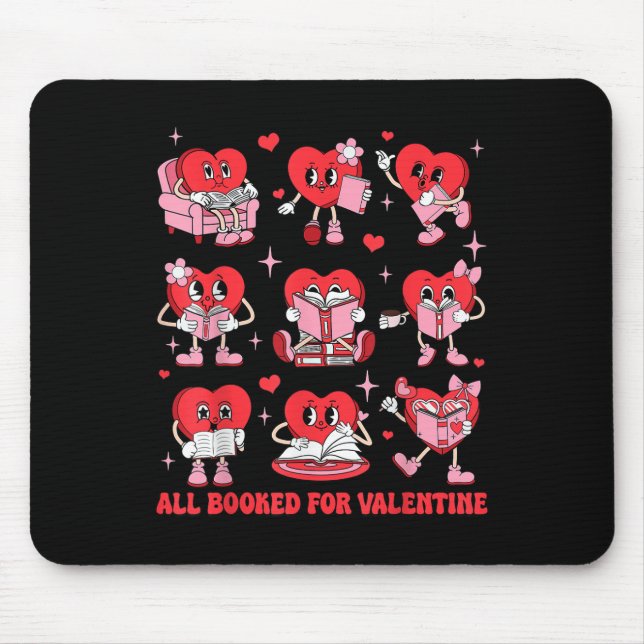 All Booked For Valentine Candy Heart Reading Book  Mouse Mat (Front)