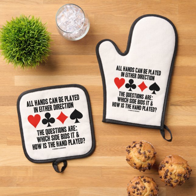 All (Bridge) Hands Can Be Played Either Direction Oven Mitt & Pot Holder Set (Top Down)