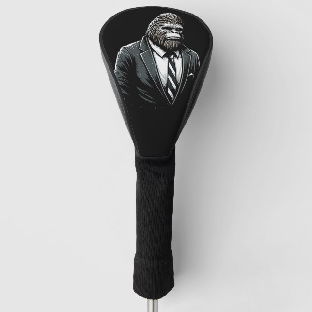 All Business Bigfoot - Funny Stylish Sasquatch Golf Head Cover (Front)