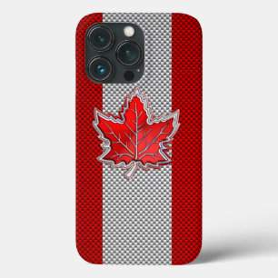 All Canadian Red Maple Leaf on Carbon Fibre Print iPhone 13 Pro Case