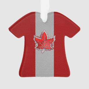 All Canadian Red Maple Leaf on Carbon Fibre Print Ornament