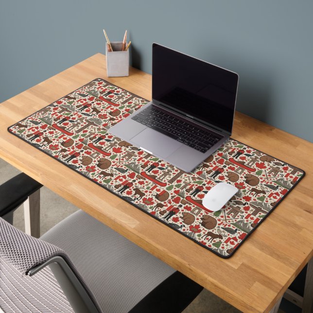All Canadian Symbols - Patriotic Icons Collage Desk Mat (Office 2)