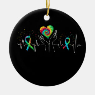 All Cancer Awareness Day Heartbeat Ceramic Tree Decoration