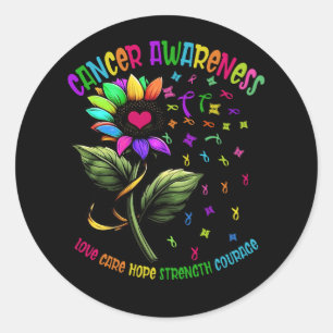 All Cancer Awareness Fight Cancer In Multicolor Ri Classic Round Sticker