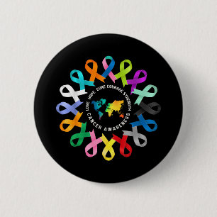 All Cancer Awareness Fight Cancer Ribbon Support 6 Cm Round Badge