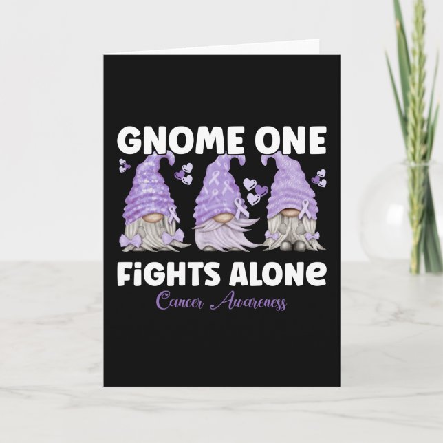 All Cancer Awareness Lavender Ribbon Gnome Card (Front)