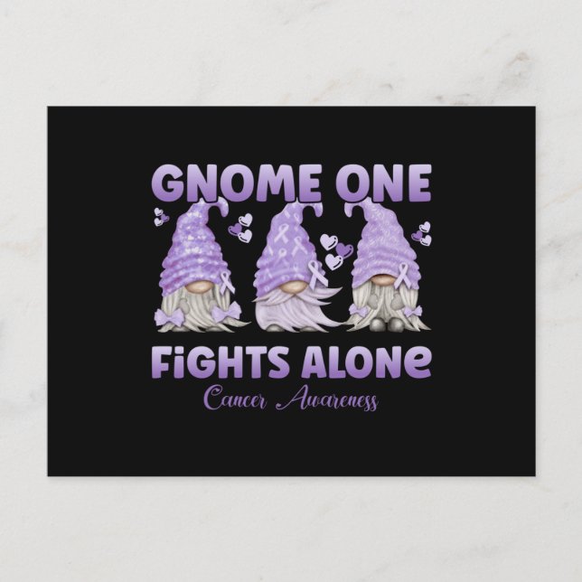 All Cancer Awareness Lavender Ribbon Gnome Postcard (Front)