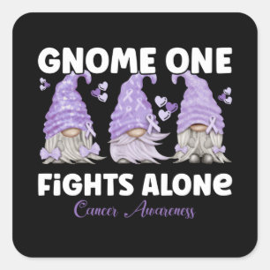 All Cancer Awareness Lavender Ribbon Gnome Square Sticker