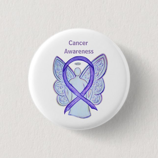 All Cancer Awareness Lavender Ribbon Pin Button (Front)