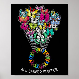All Cancer Awareness Problems Butterfly All Ribbon Poster