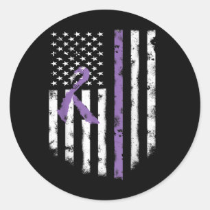 All Cancer Awareness Shirt Lavender Ribbon America Classic Round Sticker