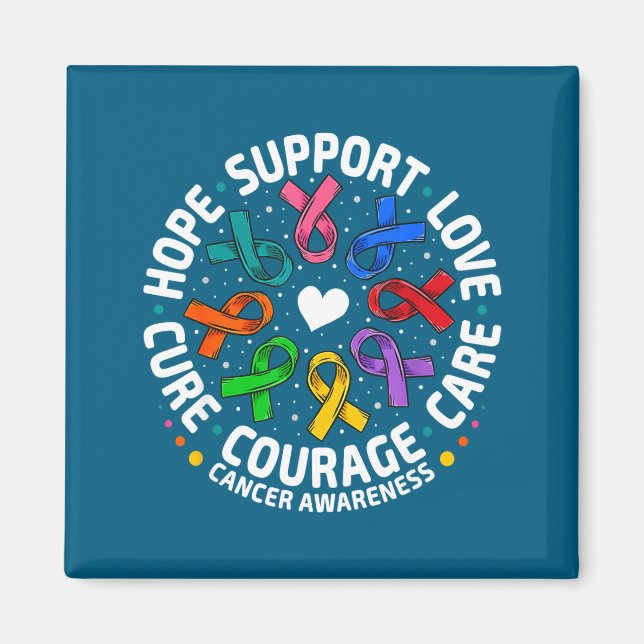 All Cancer Awareness Support Ribbons Artwork Magnet (Front)