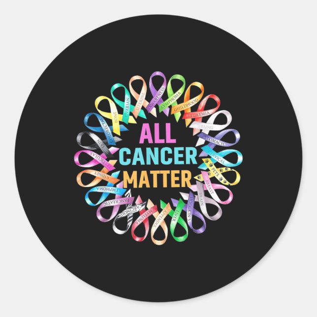 All Cancer Colourful Ribbons Cancer Awareness  Classic Round Sticker (Front)