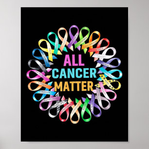 All Cancer Colourful Ribbons Cancer Awareness  Poster
