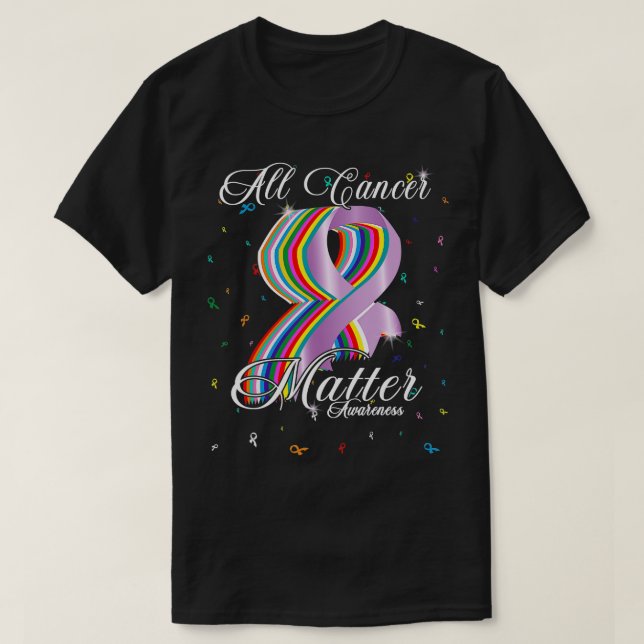 All Cancer Matter Awareness colourful Ribbon World T-Shirt (Design Front)