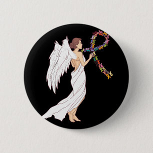 All Cancer Matters Awareness Day Angel Ribbon 6 Cm Round Badge