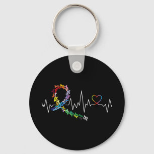 All Cancer Matters Awareness Day Heartbeat 3  Key Ring