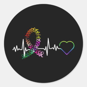 All Cancer Matters Awareness Day Heartbeat Cancer  Classic Round Sticker
