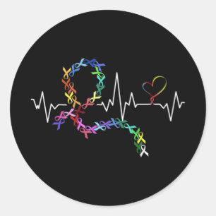 All Cancer Matters Awareness Day Heartbeat Premium Classic Round Sticker