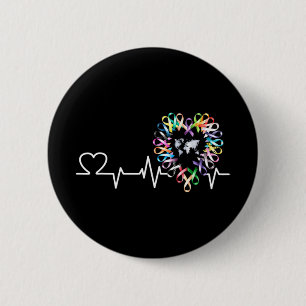 All Cancer Matters Awareness Day Heartbeat Ribbon 6 Cm Round Badge