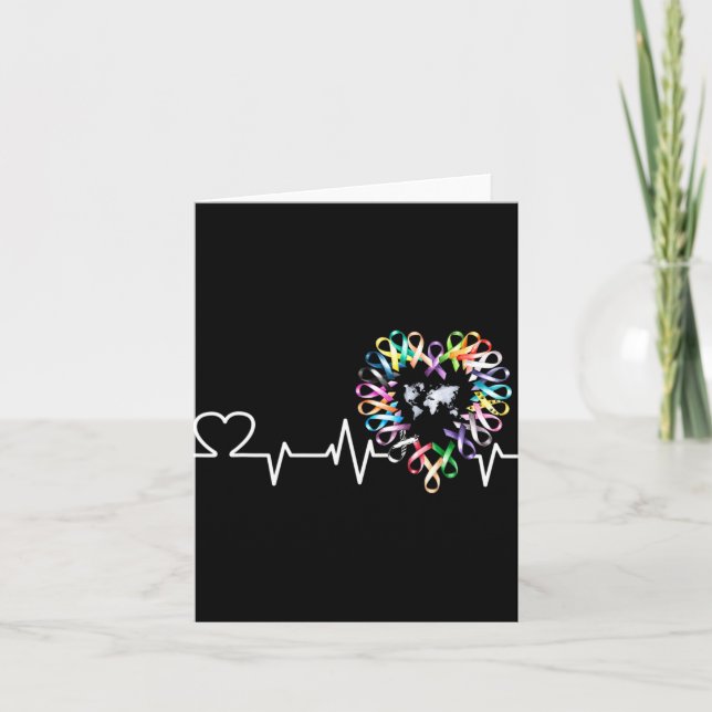 All Cancer Matters Awareness Day Heartbeat Ribbon  Card (Front)