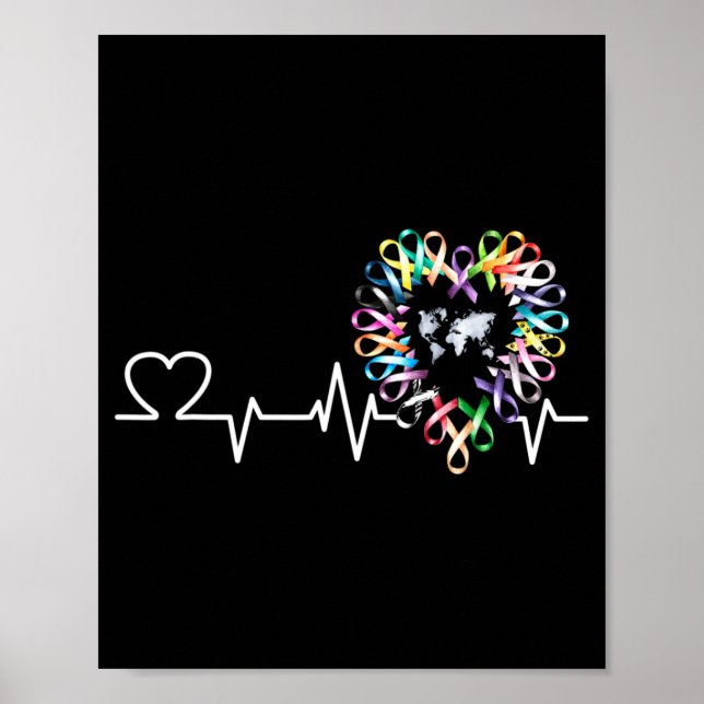 All Cancer Matters Awareness Day Heartbeat Ribbon  Poster (Front)
