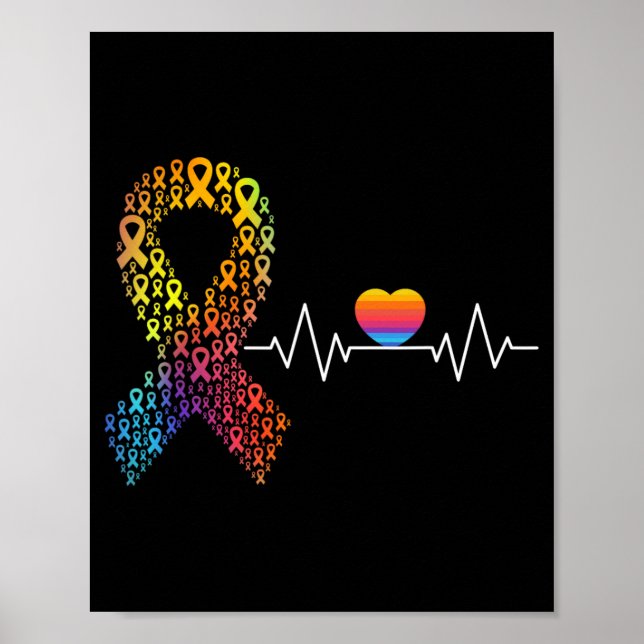 All Cancer Matters Awareness Day Heartbeat Ribbon  Poster (Front)