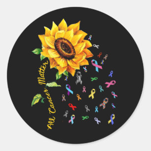 All Cancer Matters Awareness Day Ribbon Sunflower Classic Round Sticker