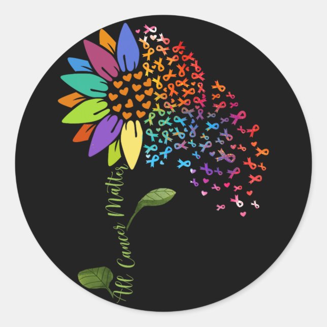 All Cancer Matters Awareness Day Sunflower Ribbon  Classic Round Sticker (Front)