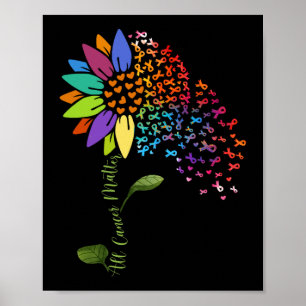 All Cancer Matters Awareness Day Sunflower Ribbon Poster