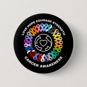 All Cancer Matters Awareness Every Colour Ribbons 6 Cm Round Badge