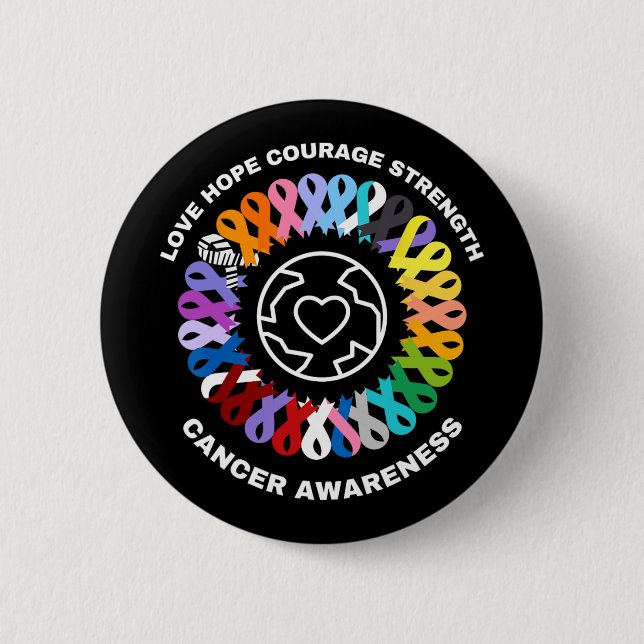 All Cancer Matters Awareness Every Colour Ribbons  6 Cm Round Badge (Front)
